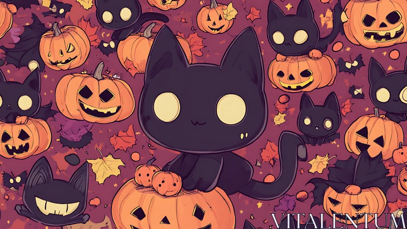 Black Cats and Jack-O'-Lanterns Halloween Celebration