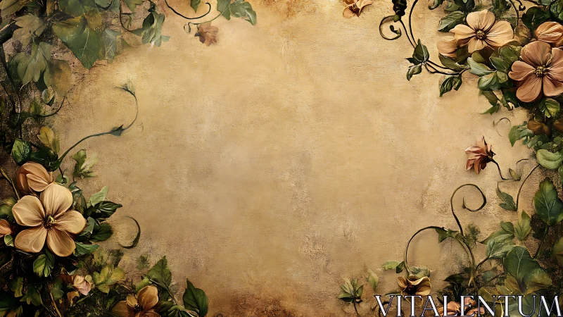 Floral parchment frame with baroque botanical embellishment.