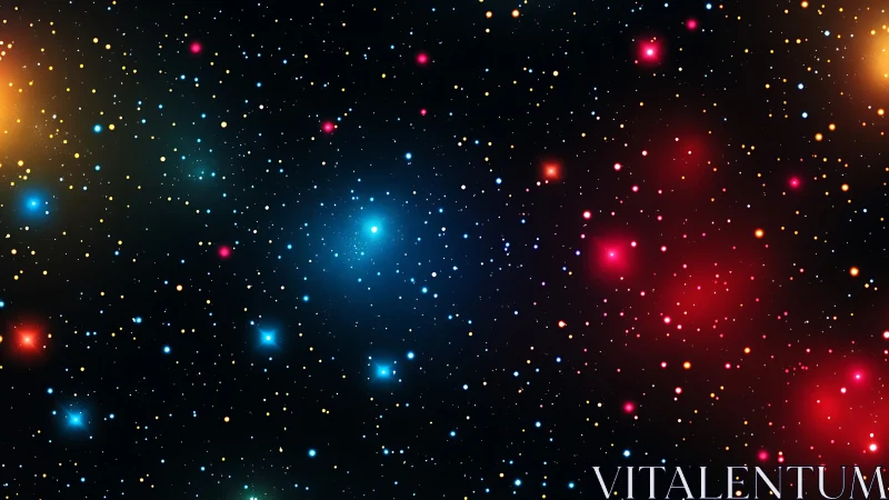 Colorful nebula stars glow across a deep cosmic night sky.