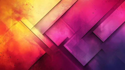 Vibrant geometric abstract art with layered shapes and vivid colors.