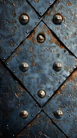 Rust-kissed metal rivets forming a bold diamond rhythm.