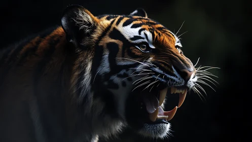 Powerful tiger roars into view with vivid intensity and grace