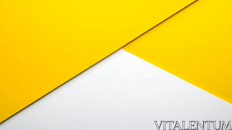 Diagonal yellow cardstock planes intersecting over white ground