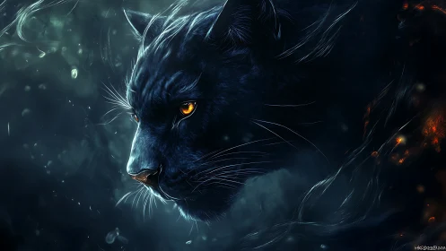 Midnight Predator Emerges From Ethereal Storm Clouds