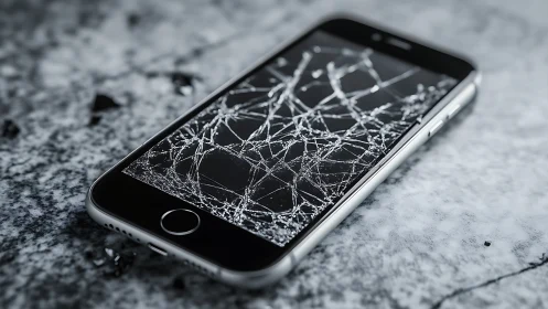 Shattered smartphone glass sketches chaotic lightning veins