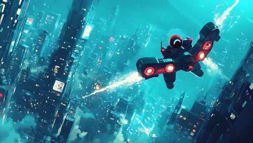 Neon courier dives through sky-scraping cyberpunk canyons.