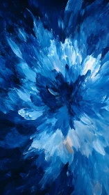 Radiant blue brushstroke bloom unfolds in soothing motion