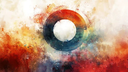 Circular abstract ring with diffused warm color field.