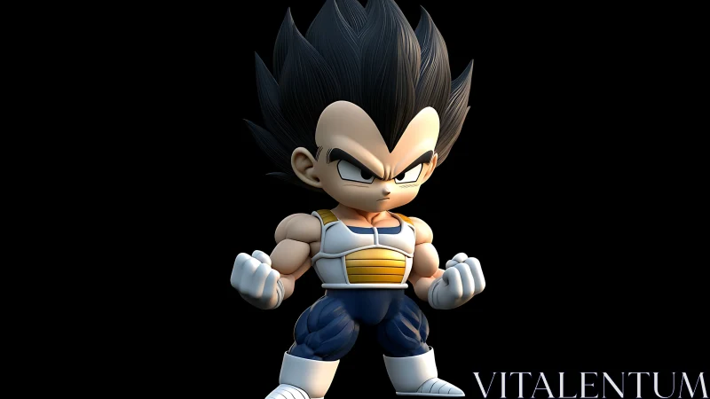 Chibi armored warrior stands ready in stylized 3D render