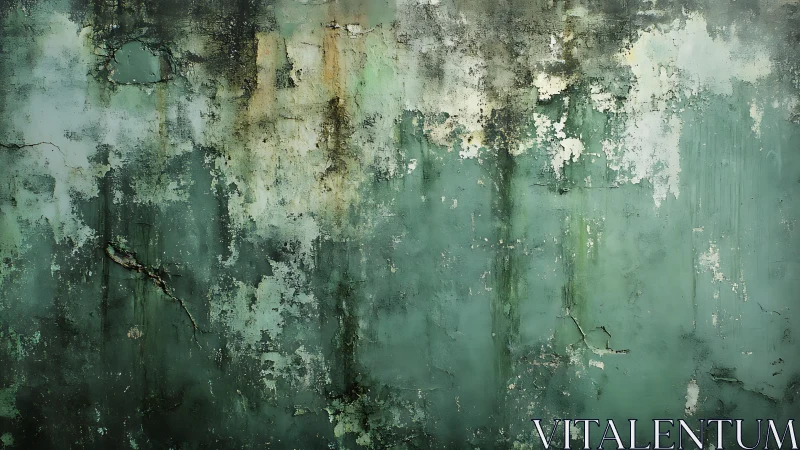 Weathered Green Wall Texture with Peeling Paint and Grunge Effects.