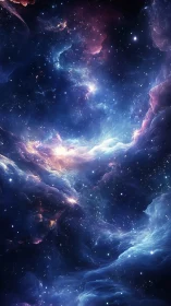 Vertical deep-space nebula with volumetric clouds and starfield gradients