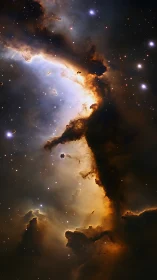 Cosmic storm-carved nebula curls like a luminous dragon
