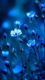 Blue Flowers in Soft Focus with Selective Depth.