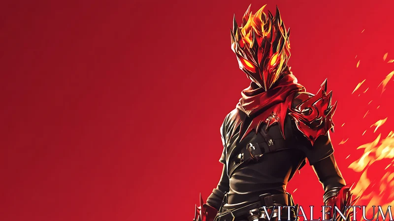 Flaming armored warrior commands a blazing crimson void