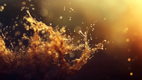 Sunlit droplets improvise a wild golden symphony in motion
