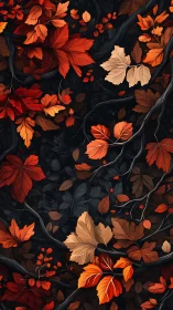 Autumn leaves drift across dark woodland branches in silence