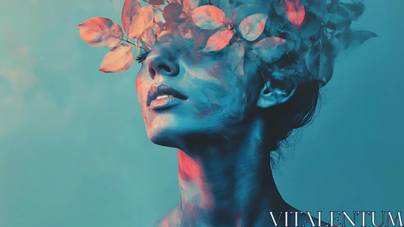 Dreamy blue portrait lets autumn leaves bloom across mind