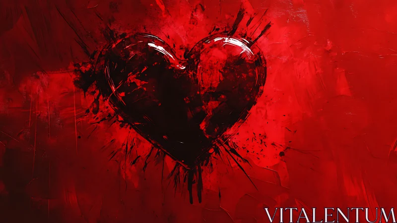 Digital heart form with explosive dispersal effect on red field.