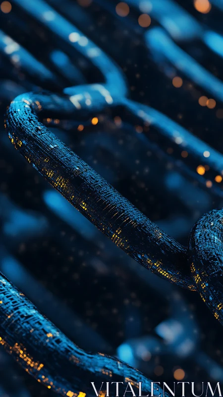 Neon data chains curl through a midnight circuit sky