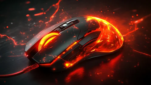 Illuminated gaming mouse displays dynamic red lighting effects