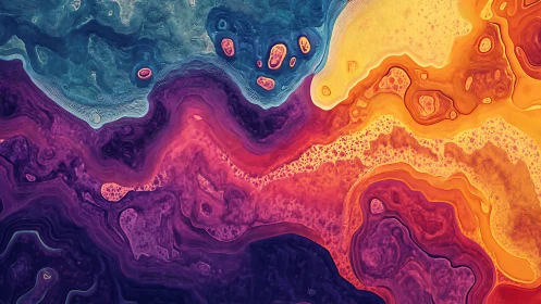 Multicolor layered abstract topographic pattern study.