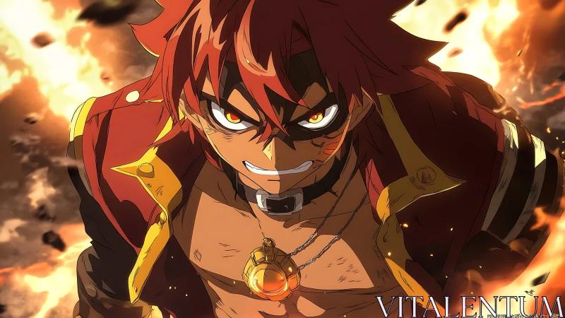 Fire-eyed renegade strides through explosions with feral focus