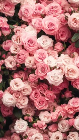 Lush Garden of Pink Roses in Full Bloom.