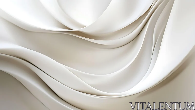 Elegant White Abstract Fabric Waves in Minimalist Style.