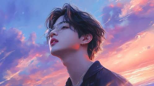 Dreamy sunset gaze with soft pastel sky reflections.