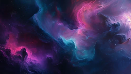 Nebula-like abstract clouds in vivid cosmic colors.