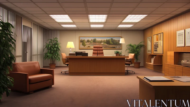 Mahogany calm quietly crowns this retro executive office scene