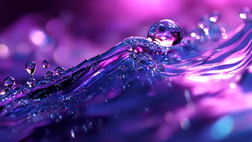 Macro chromatic wave with prismatic droplets in motion.