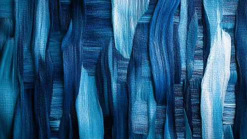 Vertical blue abstract texture with layered painted strokes.