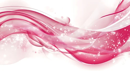 Velvet pink wave currents spilling stardust across white.