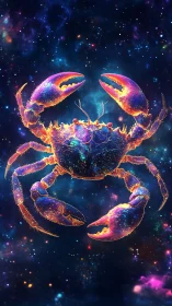 Starlit nebula crab drifts through cosmic tides of color.