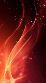 Red and Gold Energy Waves with Particle Light Effects.