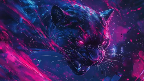 Neon Feline: Dynamic Energy Explosion in Cyberpunk Aesthetics.