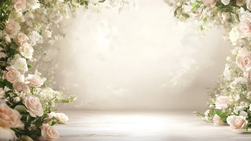 Elegant Floral Garden Setting with Soft Pink Blooms