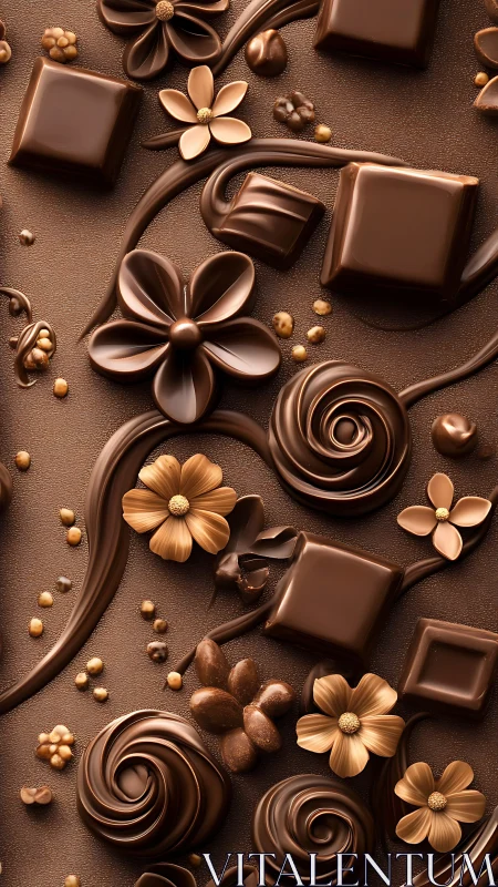 Velvety chocolate flowers and swirls in a cozy sweet escape.
