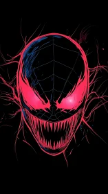 Neon web‑fiend grinning in the dark with venomous delight.