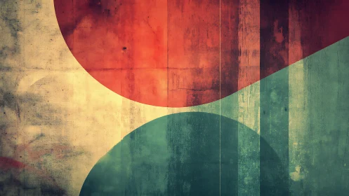 Abstract geometric wall art with vintage textured style.