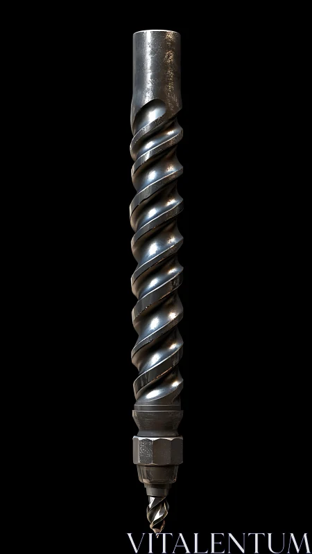 Industrial steel auger bit displays helical flutes and machined tip geometry