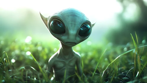 Soft-eyed garden alien pondering sunlight and human myths.