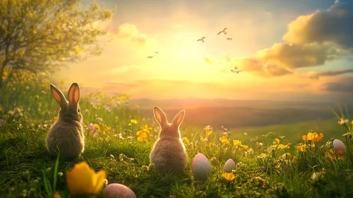 Sunrise counsel of meadow bunnies and secret pastel eggs.