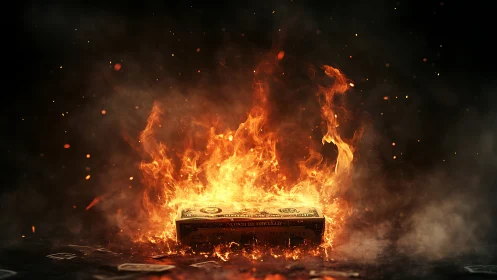 Money Burning in Intense Flames and Smoke