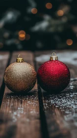 Twin glittering baubles trade secrets on a snowy table
