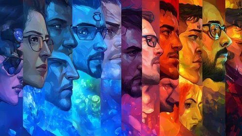 Portrait spectrum shows diverse faces across blue to red