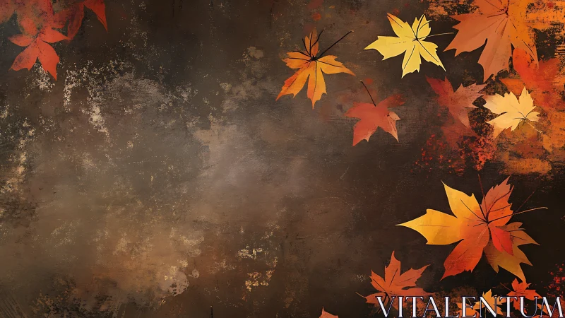 Autumn foliage border with textured painterly background.