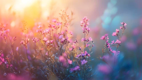 Small flowering plants with shallow depth of field rendering.