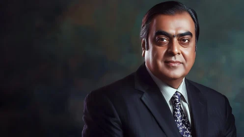 Middle aged man in business suit against dark backdrop.